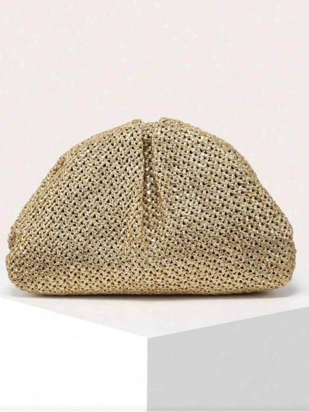 Gold Woven Clutch Bag -